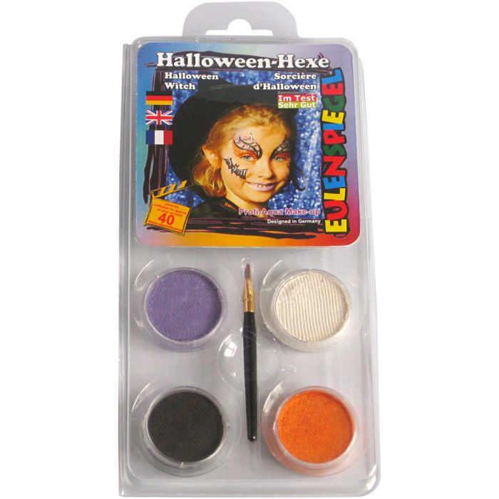 Eulenspiegel Ansiktsmaling - sminkesett, halloween heks, ass. farger, 1 sett