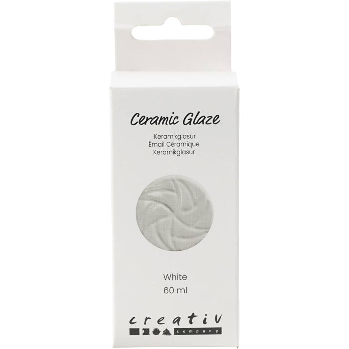 Keramikkglasur, 984-1101 °C, dekkende, white, 60 ml/ 1 boks