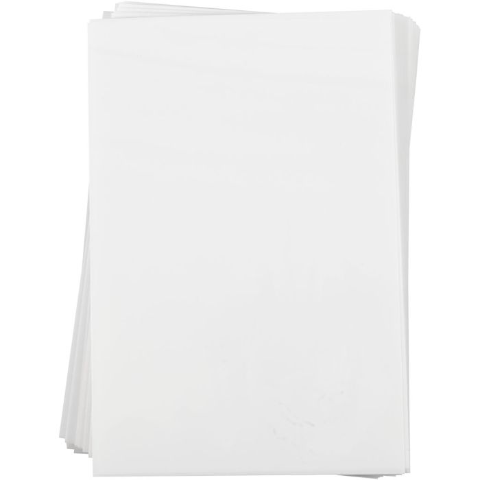 Krympeplastark, ark 20x30 cm, tykkelse 0,3 mm, matt hvit, 100 ark/ 1 pk.