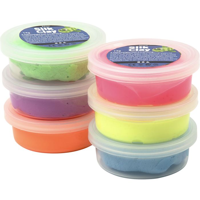 Silk Clay®, neonfarger, 6x14 g/ 1 pk.
