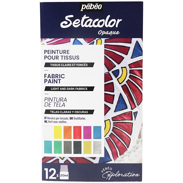 Pébéo Exploration Set, Stoffmaling, ass. farger, 12x20 ml/ 1 pk.