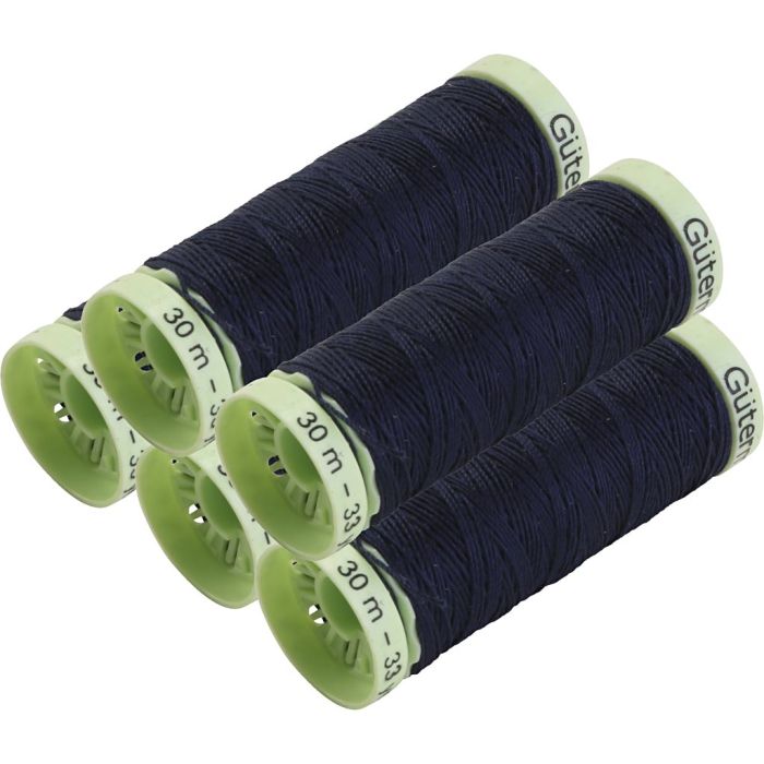 Knapphulls tråd, blå, 5x30 m/ 1 pk.