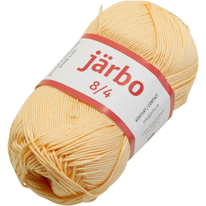 Mercerisert bomullsgarn, nr. 8/4, heklenål 3, gul, 50 g/ 1 stk.