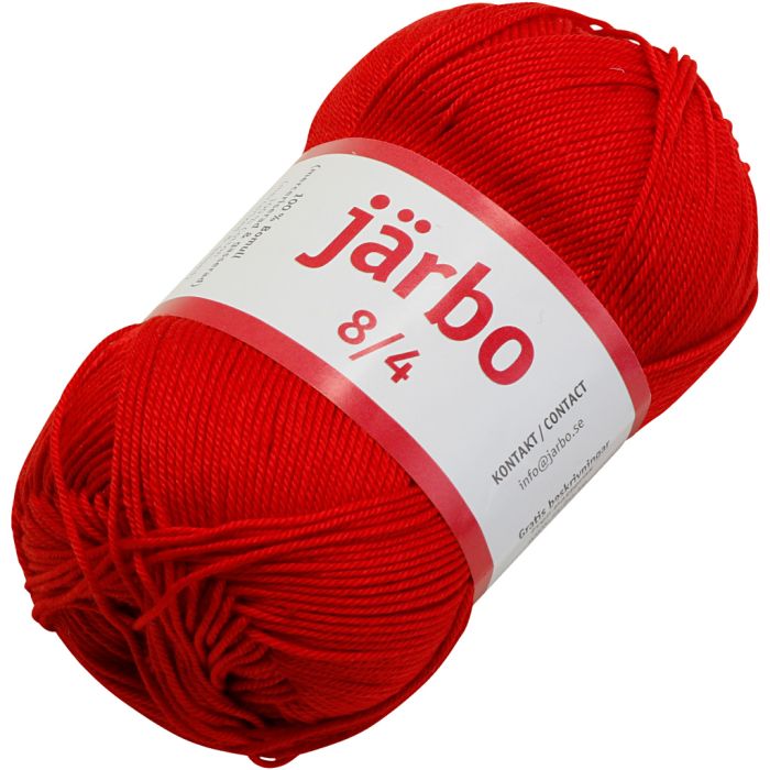 Mercerisert bomullsgarn, nr. 8/4, heklenål 3, rød, 50 g/ 1 stk.