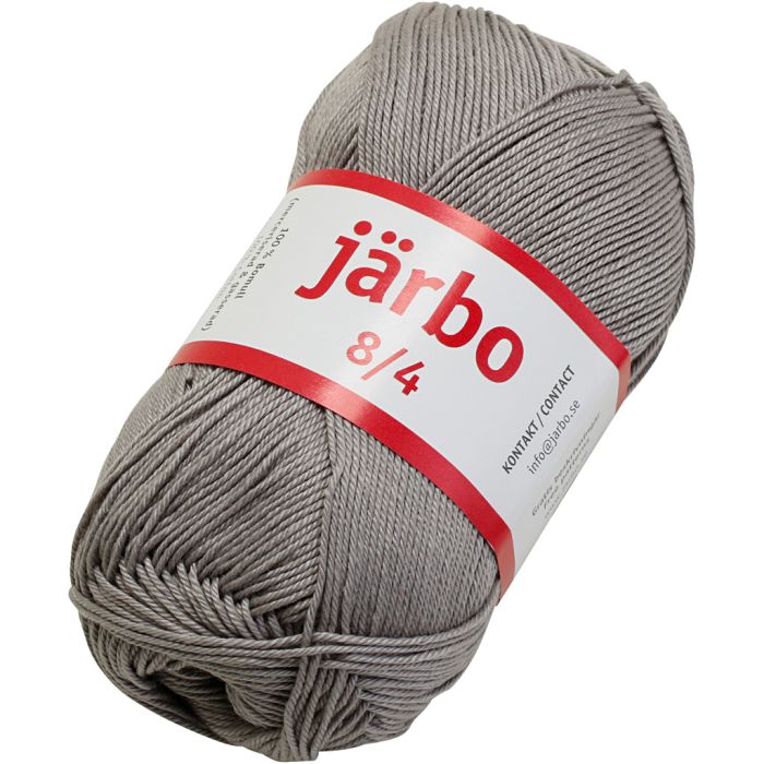 Mercerisert bomullsgarn, nr. 8/4, heklenål 3, grå, 50 g/ 1 stk.