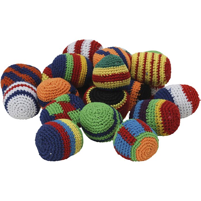 Hacky sack baller, dia. ca 5 cm, 24 stk./ 1 pk.