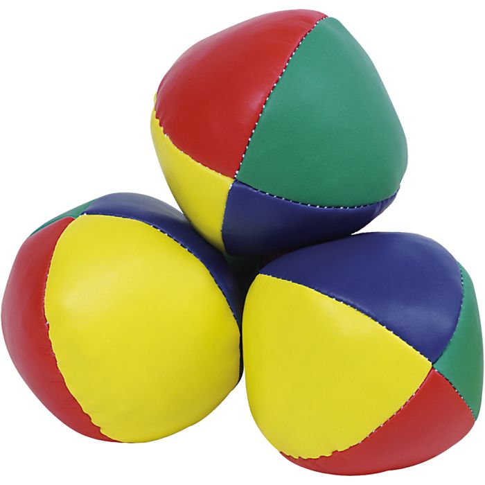 Sjonglørballer, dia. 6 cm, blå, grønn, rød, gul, 3 stk./ 1 pk.