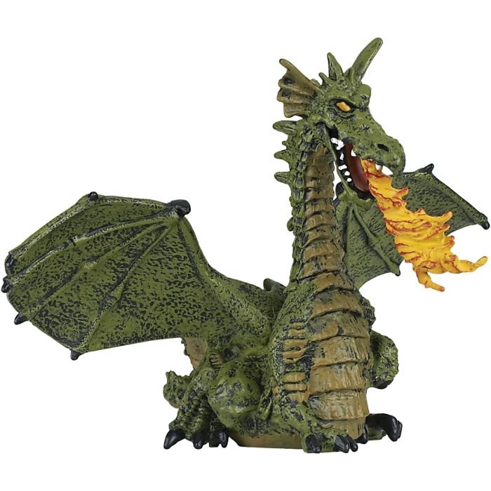 papo Drage grønn med flammer, H: 15 cm, 1 stk.