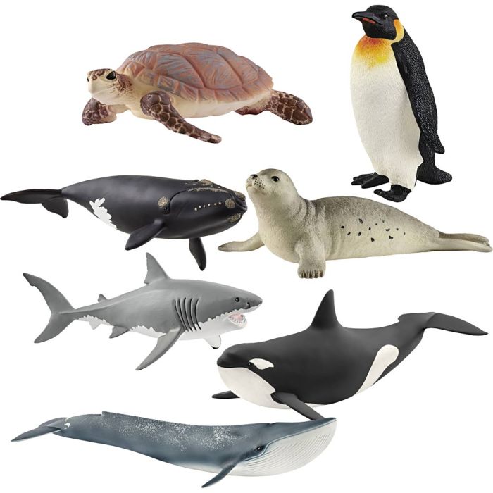 Schleich havdyr, str. 6-28 cm, 7 deler/ 1 pk.