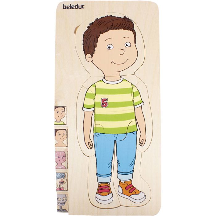 beleduc Puslespill av menneskekroppen, i flere lag, gutt, str. 29x14x19 cm, 1 stk.