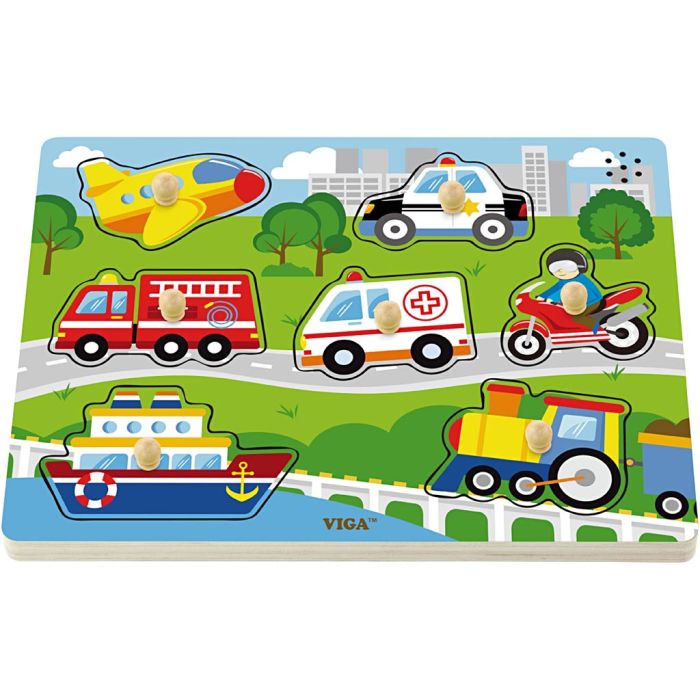VIGA Trepuslespill med lyder, Transportmidler, str. 33x22,5x3 cm, 1 stk.