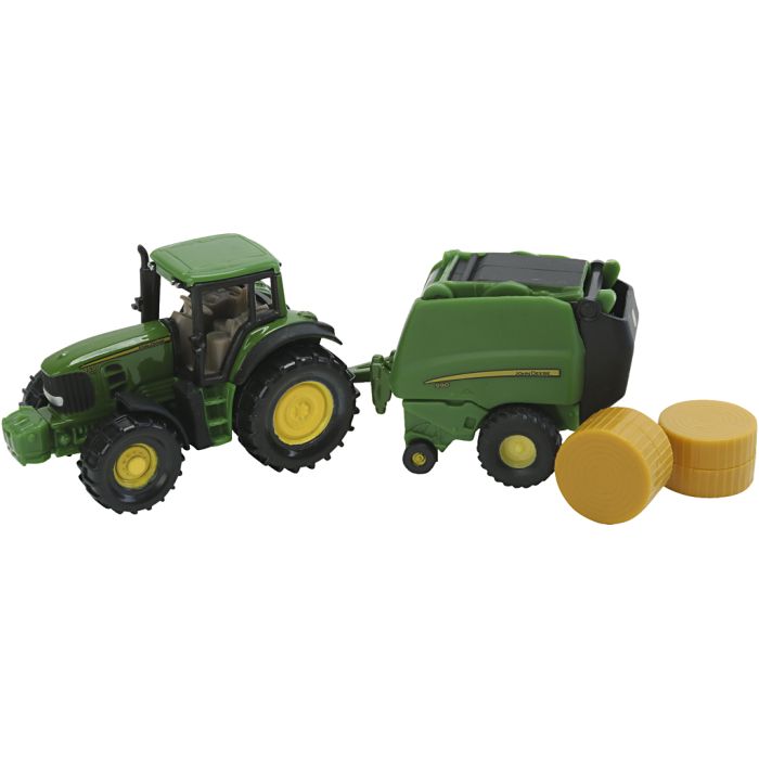Siku traktor med halmpresser, str. 13 cm, 1 stk.