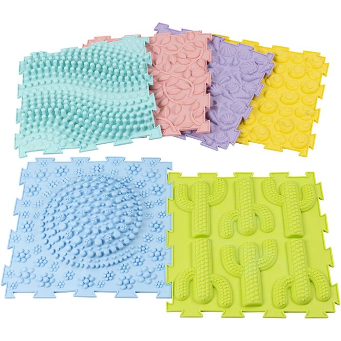 Taktile Sansematter, H: 1,6 cm, L: 30 cm, B: 30 cm, 6 stk./ 1 pk.