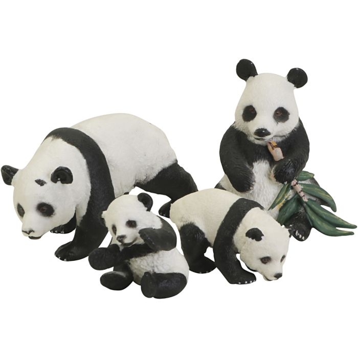 Pandafamilie, H: 4-7 cm, L: 5-5,5 cm, 4 stk./ 1 sett