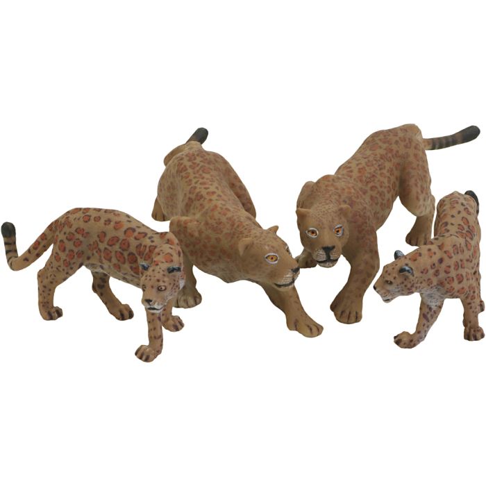 Leopardfamilie, H: 5 cm, L: 8-14 cm, 4 stk./ 1 sett