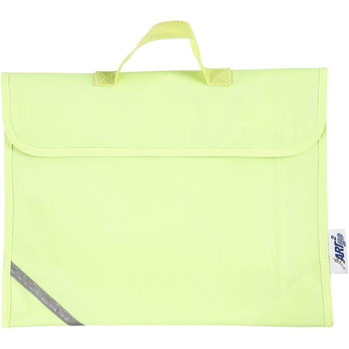 Skoleveske, D: 9 cm, str. 36x29 cm, fluorescerende gul, 1 stk.