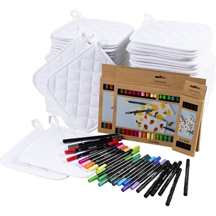 Gruppe DIY Kit grytekluter med tusjer, svart, hvit, 1 sett