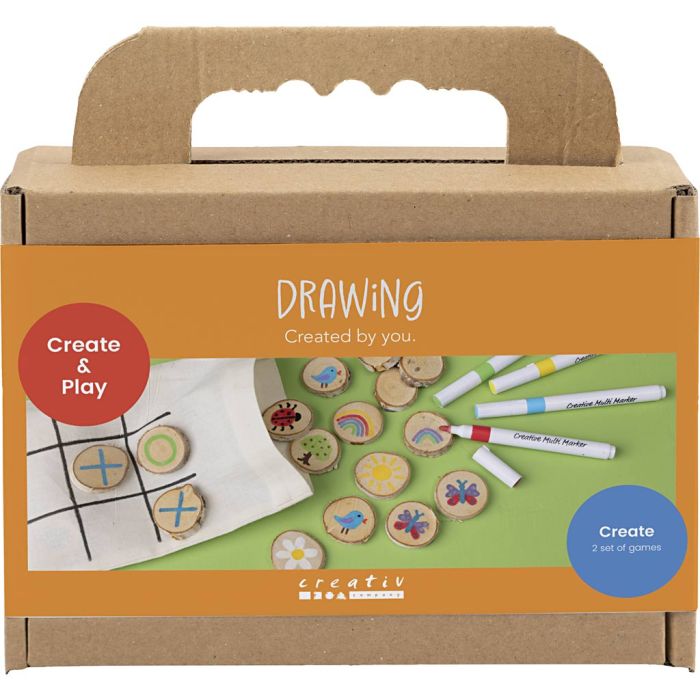 Mini DIY Kit Tegne, Minnespill og Tre på rad, ass. farger, 1 pk.