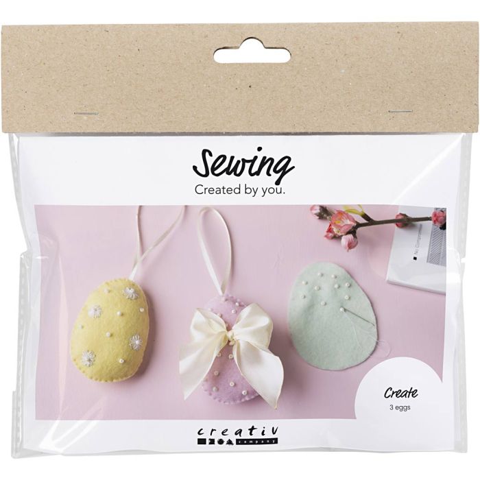 Mini DIY Kit Sying, påskeegg, pastellfarger, 1 pk.