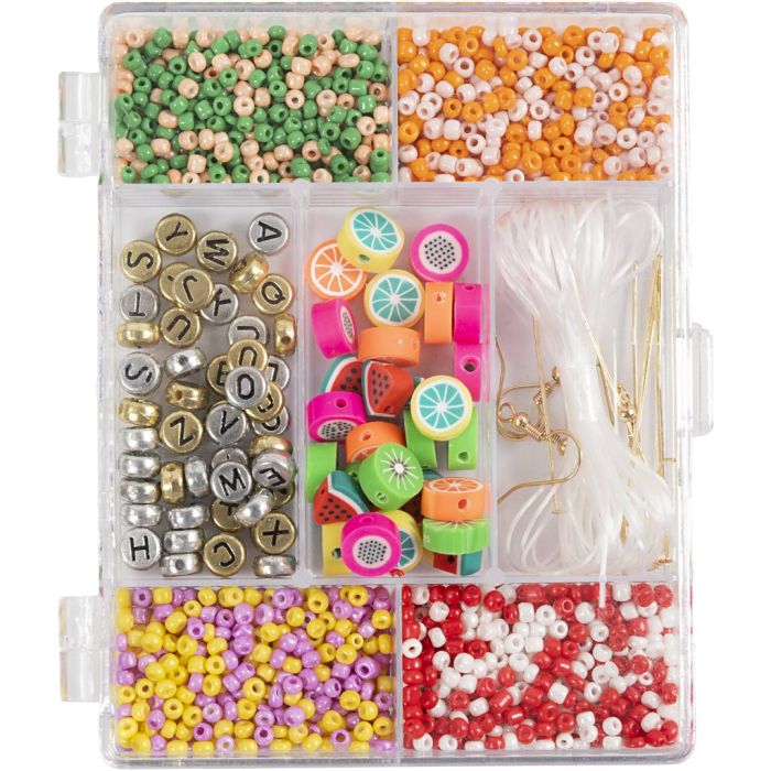 DIY Mix Smykker, Fruktblanding, ca. 1600+ stk., sterke farger, 1 pk.