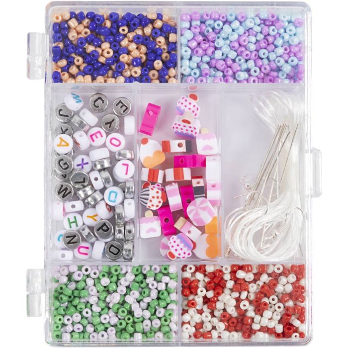 DIY Mix Smykker, Godteriblanding, ca. 1600+ stk., pastellfarger, 1 pk.
