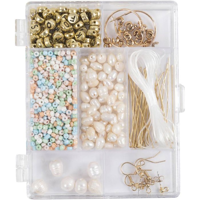 DIY Mix Smykker, Ferskvannsperler, ca. 1100+ stk., douche farger, 1 pk.