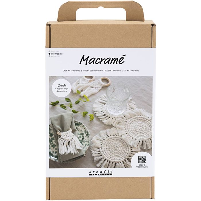 DIY Kit Makramé, Borddekorasjoner, off white, 1 pk.