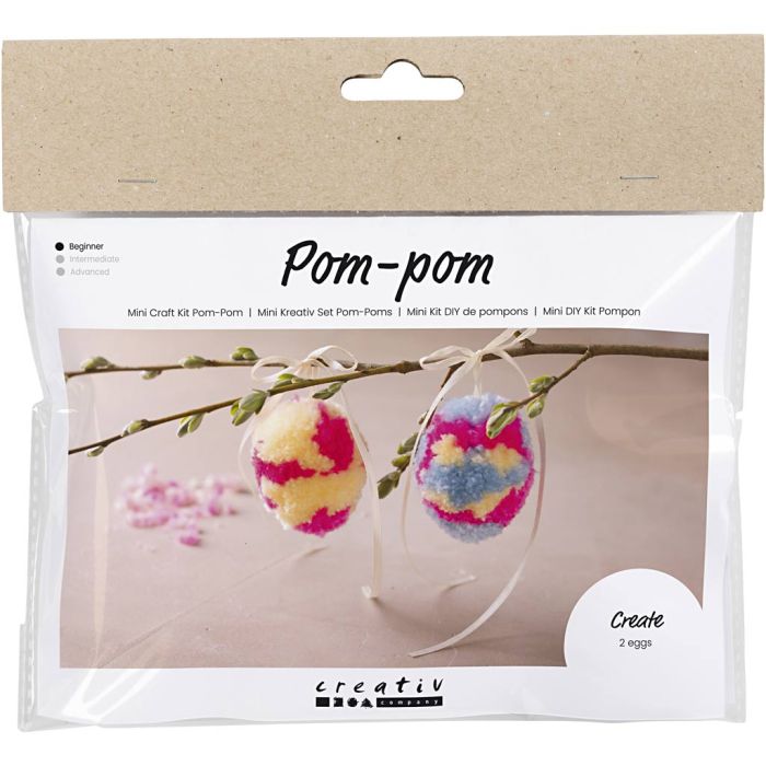 Mini DIY Kit Pompon, Egg, colorful, 1 pk.