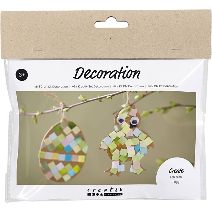Mini DIY Kit Dekorasjon, Egg og kylling, svart, brun, hvit, ass. farger, 1 pk.