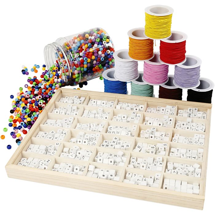 Gruppe DIY Kit Bokstavperler på armbånd, 1 sett