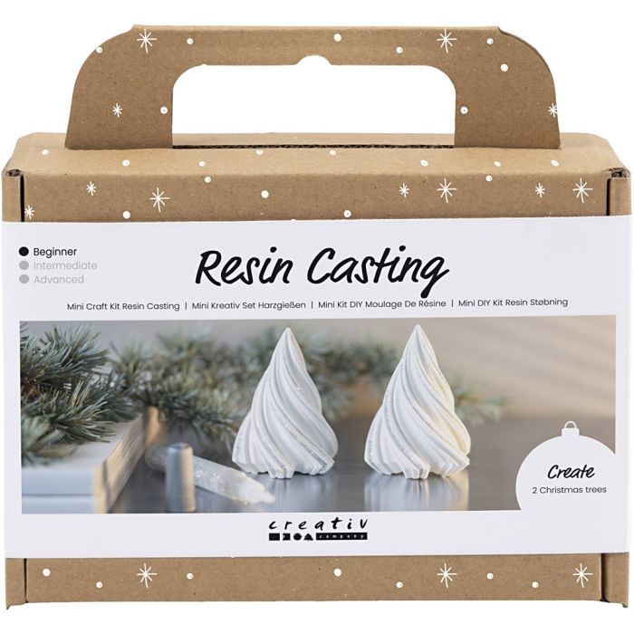 Mini DIY Kit Resinstøping, Juletrær, hvit, 1 pk.