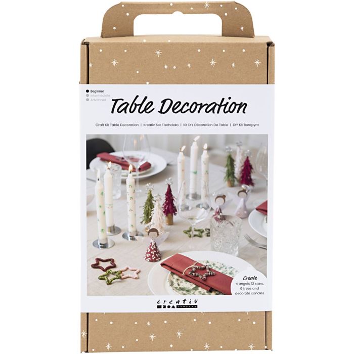 DIY Kit Borddekorasjoner, Engler, juletrær, stjerner, ass. farger, 1 pk.