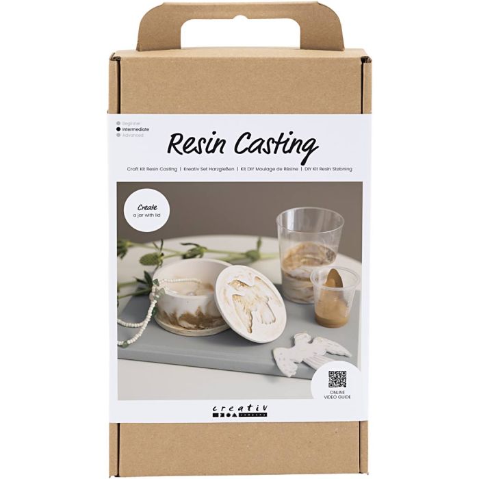 DIY Kit Resinstøping, Krukke med lokk, beige, off white, 1 pk.