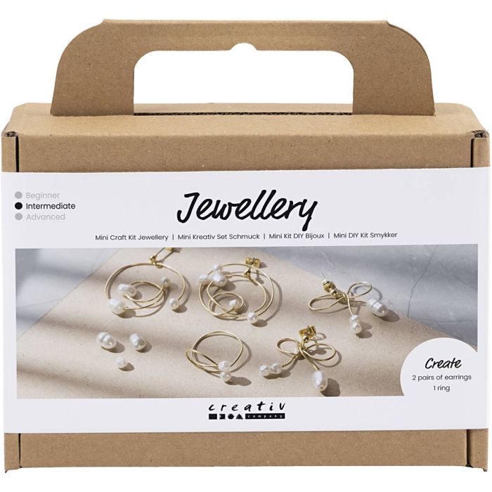 Mini DIY Kit Smykker, Tråd-øreringer, forgylt, 1 pk.