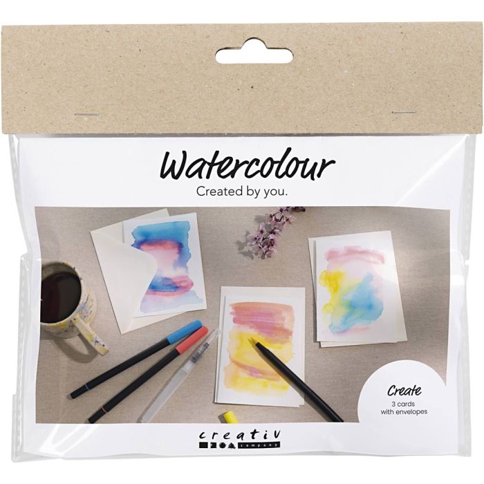Mini DIY Kit Akvarell, Kort og konvolutter, 1 pk.