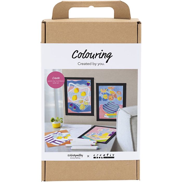 DIY Kit Fargelegging, Mal etter tall, tusjer, 1 pk.