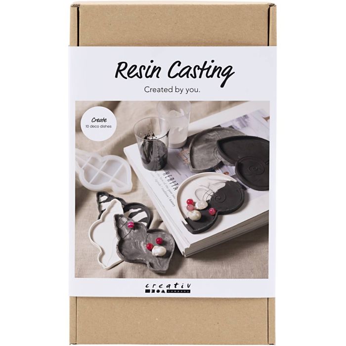 DIY Kit Resinstøping, Konkylie, svart, hvit, 1 pk.