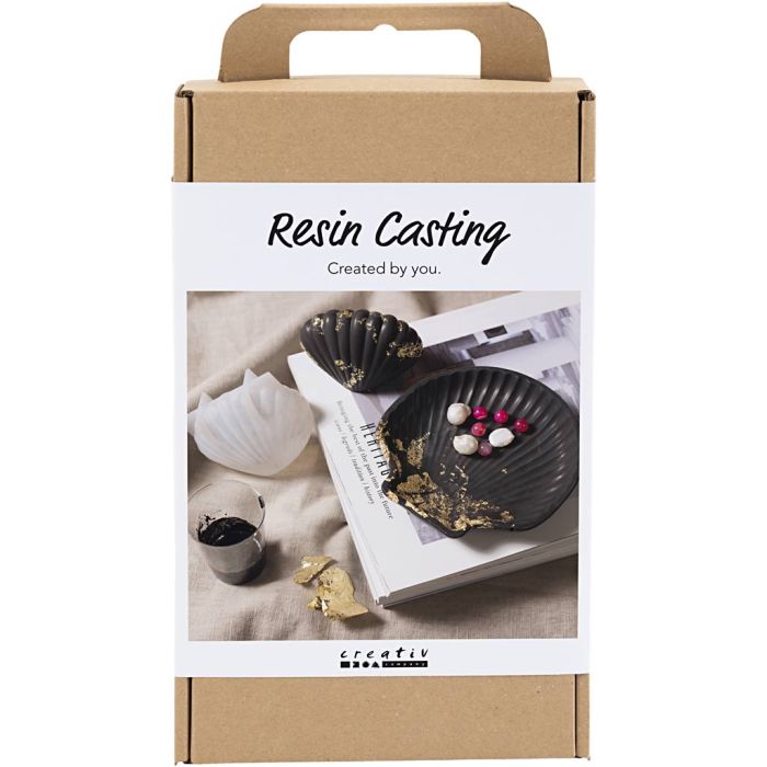 DIY Kit Resinstøping, Musling, svart, gull, 1 pk.