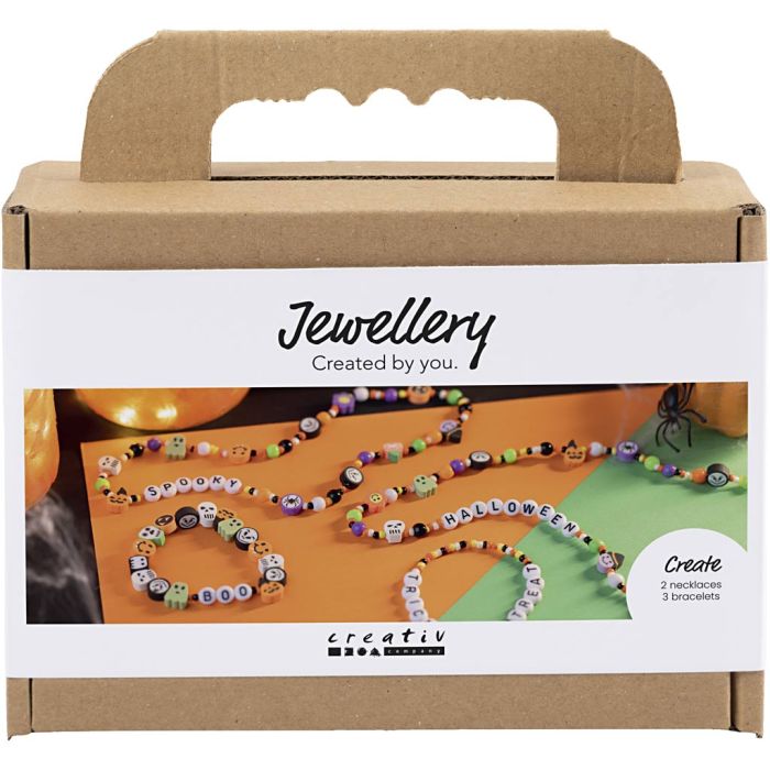 Mini DIY Kit Smykker, Halskjeder og armbånd, halloween farger, 1 pk.