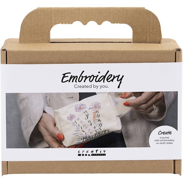Mini DIY Kit Broderi, Sminkeveske, creme, 1 pk.