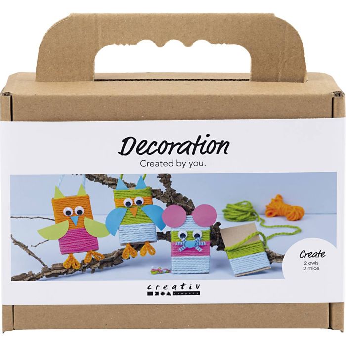 Mini DIY Kit Dekorasjon, Mus og ugler, ass. farger, 1 pk.