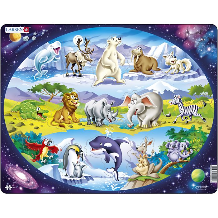 Puslespill, Verden, str. 28,5x36,5 cm, 15 brikker, 1 stk.
