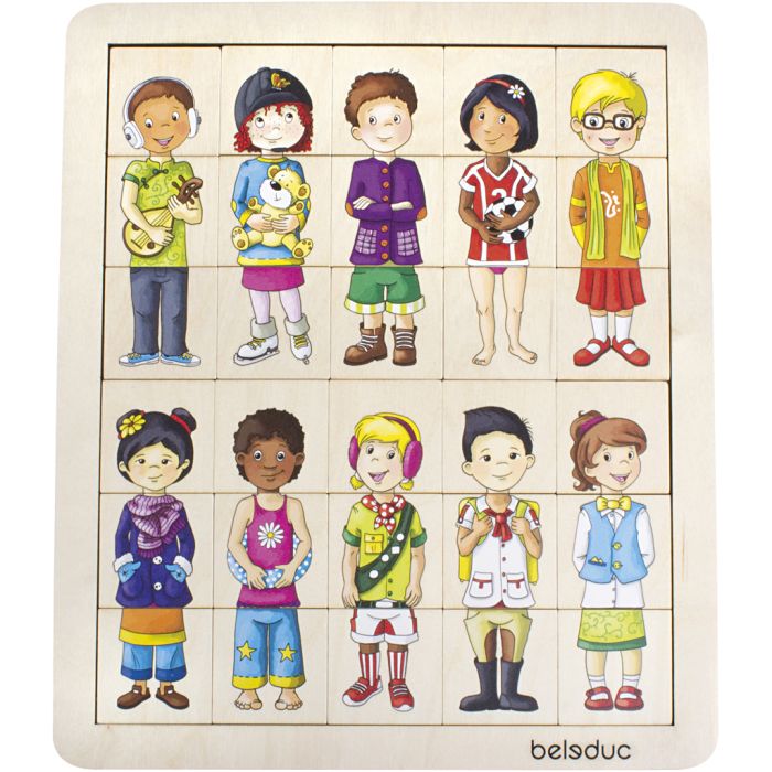 beleduc Match og Mix Puslespill, Verdens barn, str. 29x33,5 cm, 30 brikker, 1 stk.
