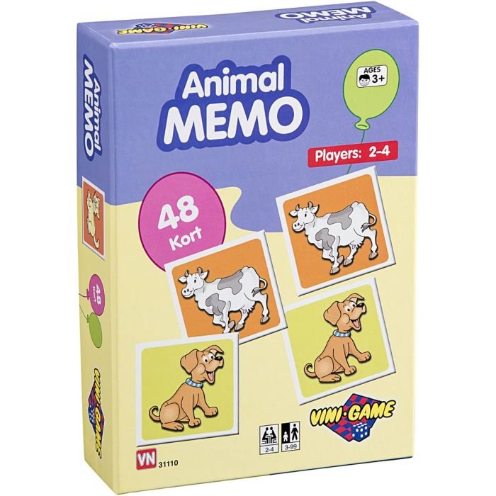 Dyrememo, DK,NO,SE,ENG, 48 brikker, 1 stk./ 1 pk.