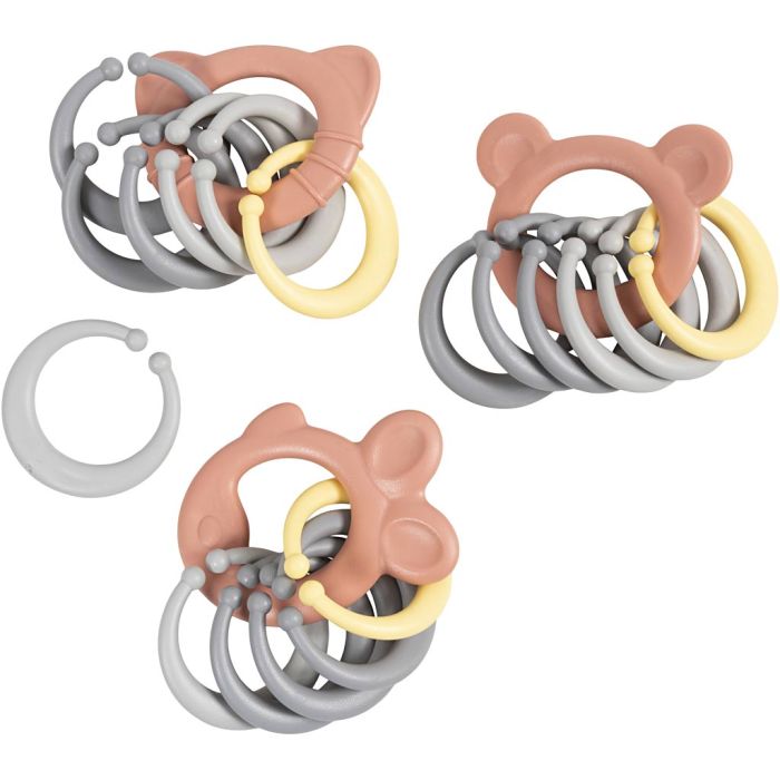 dantoy tiny Biteringer med kjede, Soft, Innhold kan variere , 3 stk./ 1 pk.