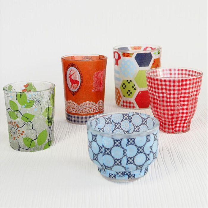 Lysglass med decoupagepapir fra Vivi Gade Design