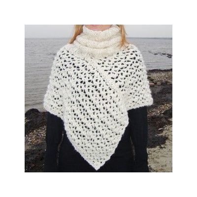 Kort poncho med rullekrage
