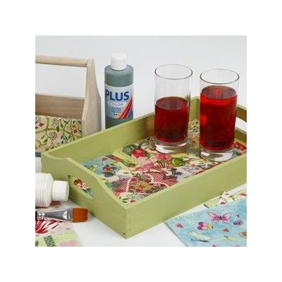 Søtt serveringsbrett med decoupage