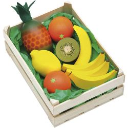 Tropisk frukt i trekasse
