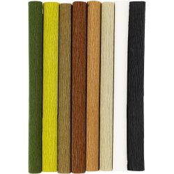 Kreppapir, ark 25x60 cm, Strekk-/krep: 180%, 105 g, natur, 8 ark/ 1 pk.